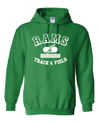 Good Shepherd Track and Field Green Hoodie White Print