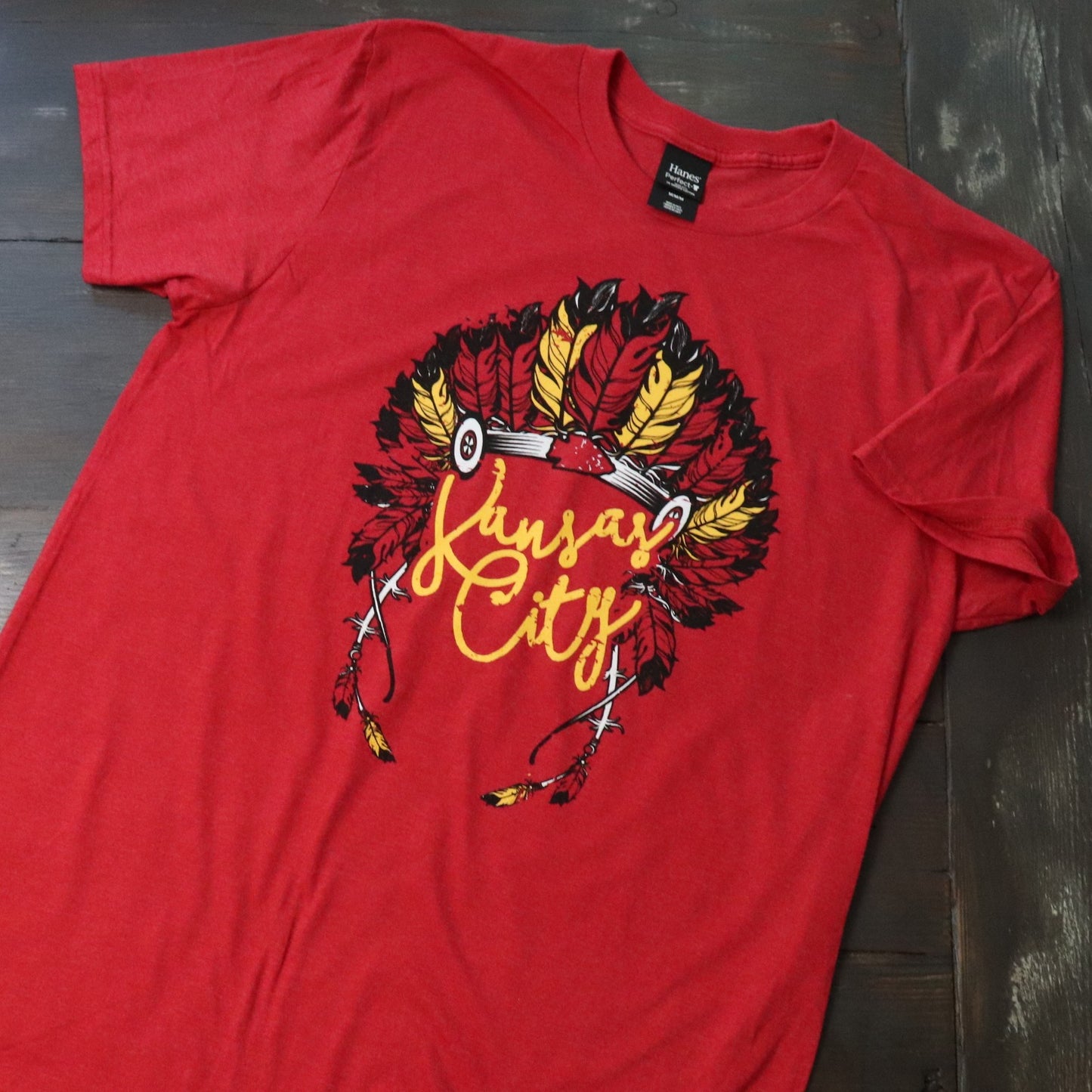 Boho Headress T-shirt on Heather Red