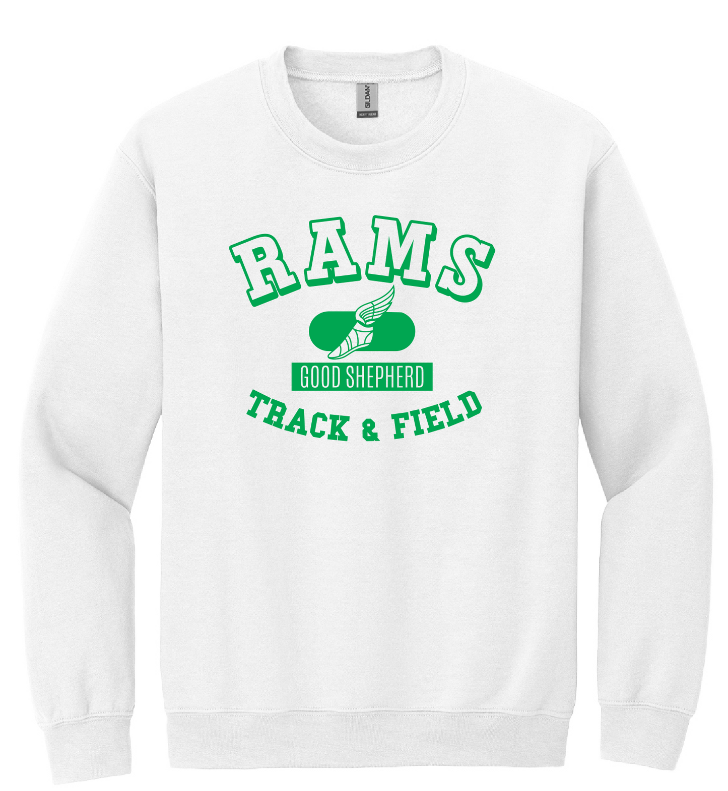 Good Shepherd Track and Field WHITE CREW NECK SWEATSHIRT