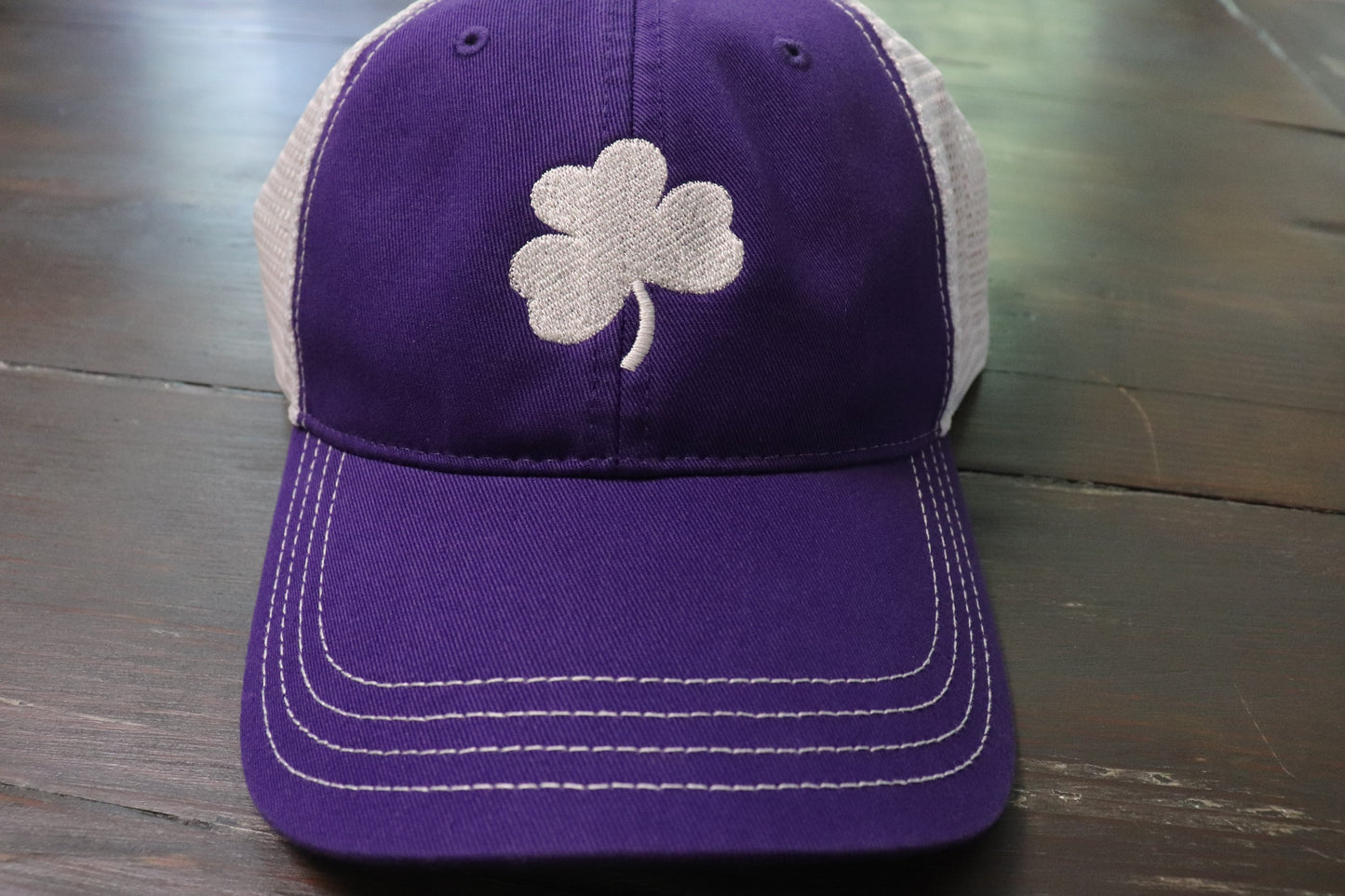 Purple hat with shamrock
