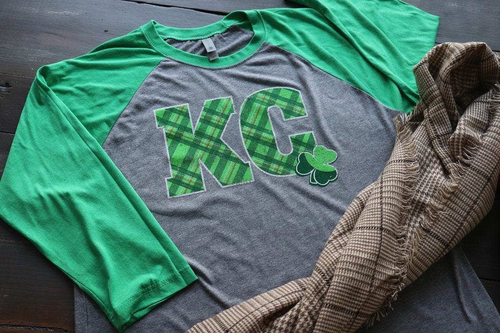 Tartan Plaid KC with Shamrock - KC Shirts