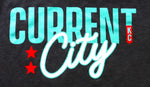 Current City Heather Black with Teal Print