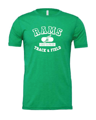 Good Shepherd Track and Field SHORT SLEEVE Green with White Print