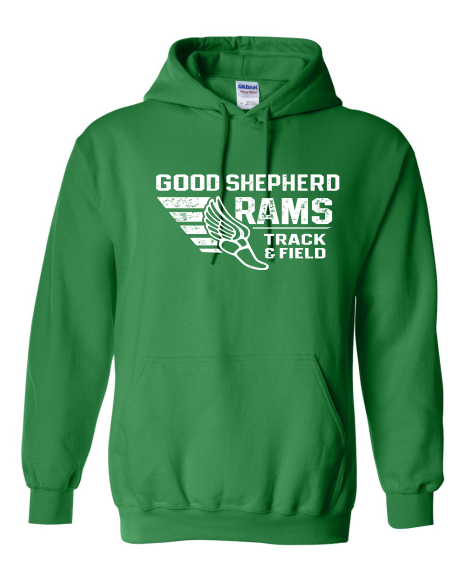 Good Shepherd Track and Field IRISH GREEN HOODIE WINGED FOOT - KC Shirts