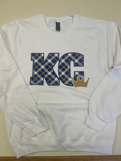 Plaid with Crown White Sweatshirt - KC Shirts
