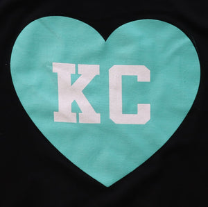 Teal Heart with white KC