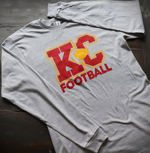 GRAY KC Football Long Sleeve T-Shirt