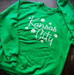 Kansas City Script Shamrock Crew Neck Sweatshirt