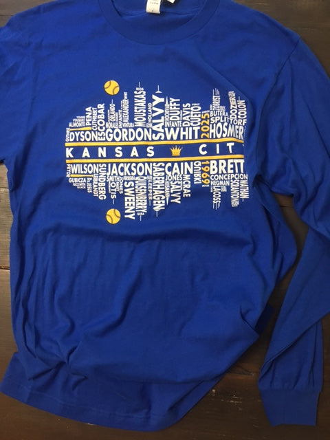 Skyline with names KC Baseball LONG SLEEVE