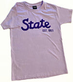 K-State Lavender Crew Neck State Short Sleeve T-shirt