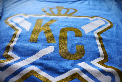 GLITTER  Crown and Crossed Bats Crew Neck T-Shirt