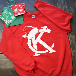 KC Santa Hat - Red Crew Neck Sweatshirt