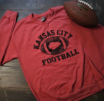 Heather Red Kansas City Football Crew Neck Sweatshirt