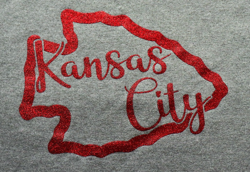 Glitter Kansas City Arrowhead on Medium Gray