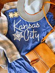 Script Kansas City Snowflake on Blue