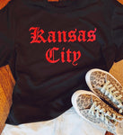 Kansas City in Old English Font Red Ink