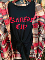 Kansas City in Old English Font Red Ink