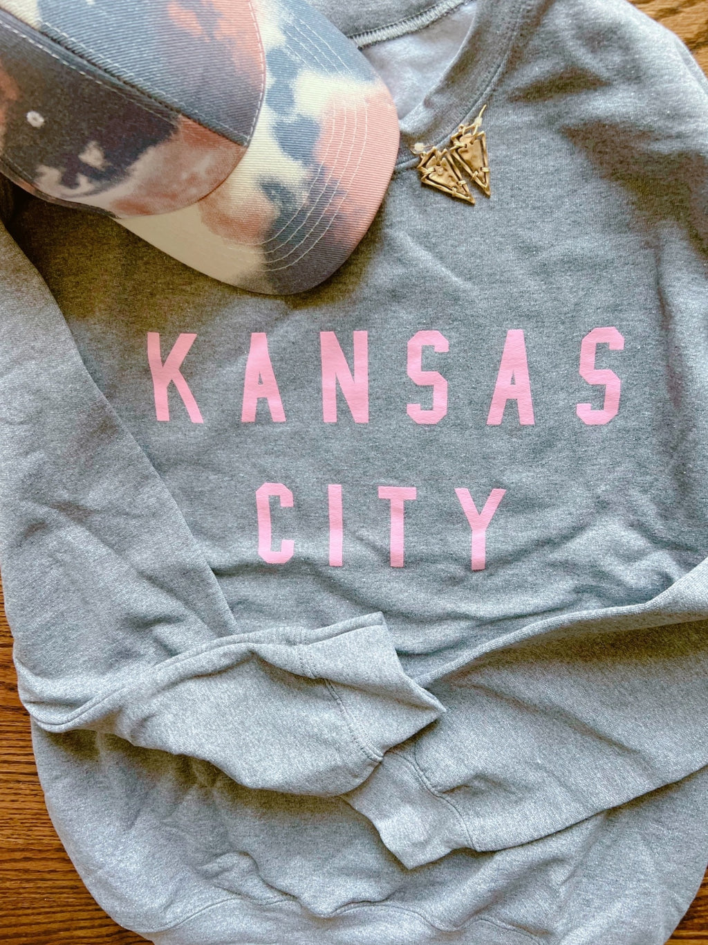 Kansas City in Pink Crew Neck Sweatshirt