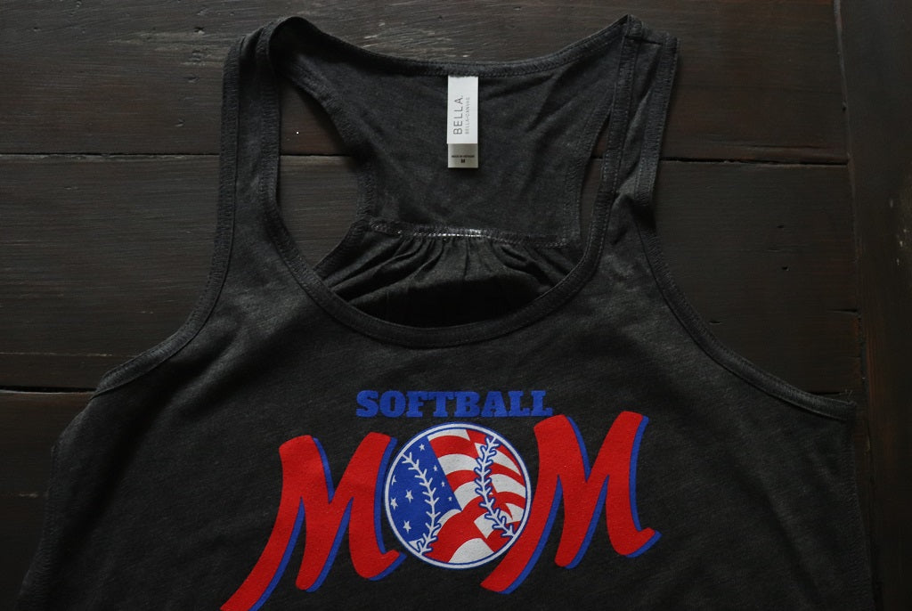 Softball Mom red white and blue tank