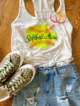 Softball Mom yellow print tank