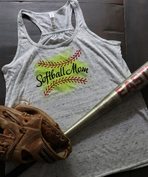 Softball Mom yellow print tank
